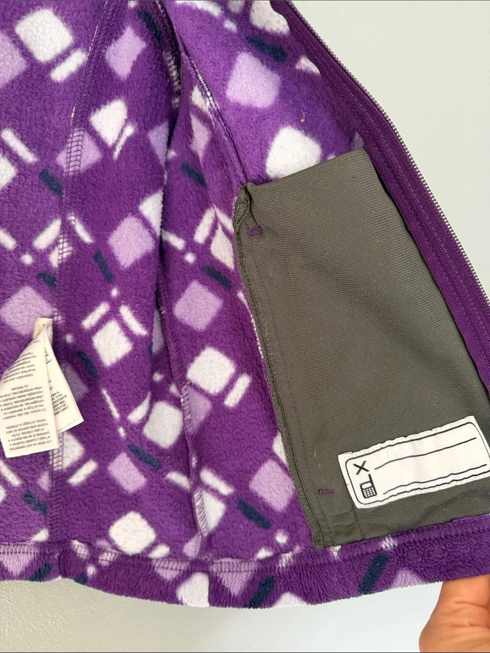 Columbia Girls Geometric Purple Patterned Full Zip Fleece Jacket Size 6